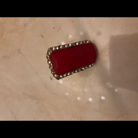 Large red beads and diamond like ring last day - Picture 2 of 4
